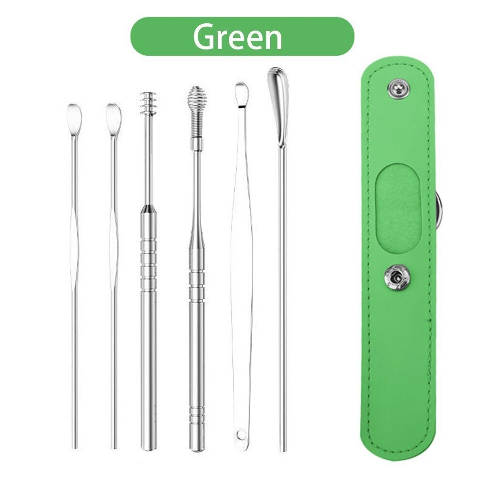 Ear Wax Cleaner Earwax Removal Tool Pick Digging Artifact Earpick Cleaning Ears Remover For Clean Your Kit Tools Stick Personal: Green