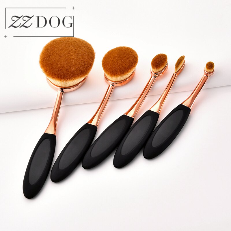 Zzdog 5 stk sminke børster sett sømløs fundament concealer skygge blanding kosmetikk skjønnhetsverktøy tannbørste type