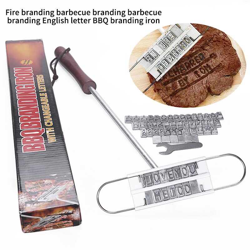 Bbq Barbecue Branding Iron Handtekening Naam Markering Stamp Tool Vlees Steak Burger 55 X Letters Willekeurig Geregeld