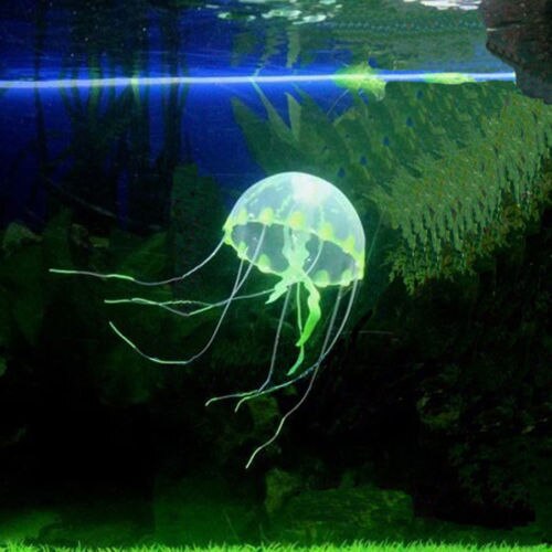 1Pcs Artificial Jellyfish Fish Tank Aquarium Decoration Mini Submarine Ornament Luminous Landscape Fish Tank Accessories: Green