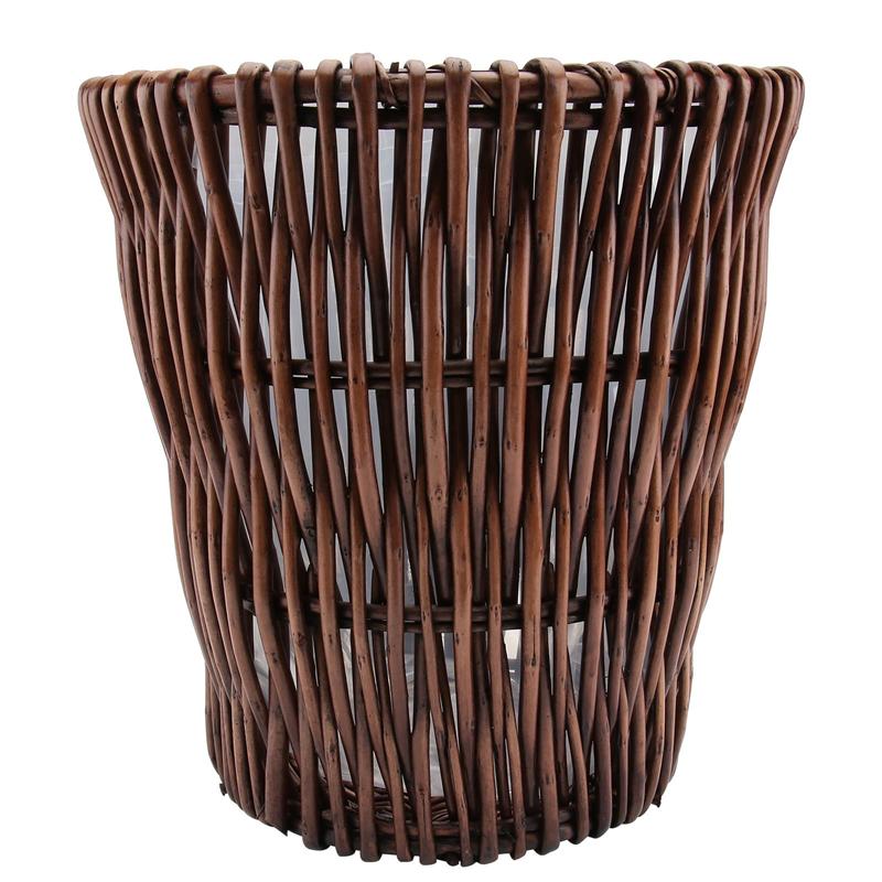 1PC Wicker Müll Können Altpapier Korb Gewebte Müll Korb Rattan Gewebt Korb für Wohnheim Hause: Coffee