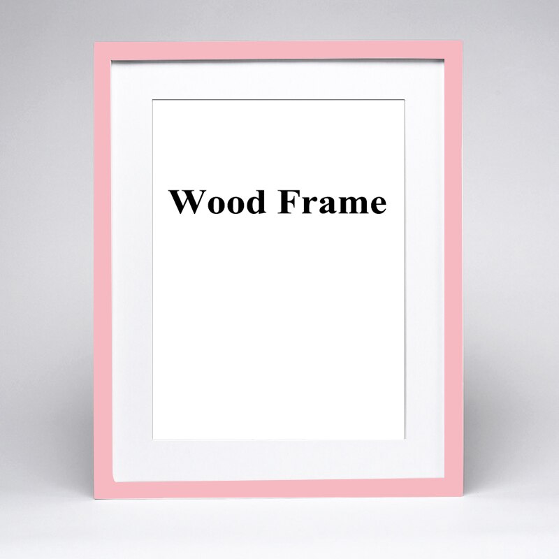 Natur solid enkel træramme  a4 a3 sort hvid pink farve billedramme med måtter til vægmontering hardware inkluderet: Lyserød / A4 21 x 30cm