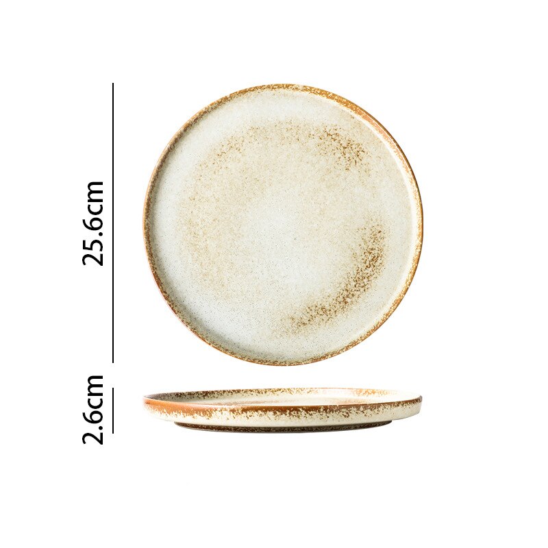 Vintage Ceramic Dinner Plate Home High-end Tableware Steak Plates and Bowls Dessert Dishes Breakfast Dish Milk Mug: I-25.6x2.6cm
