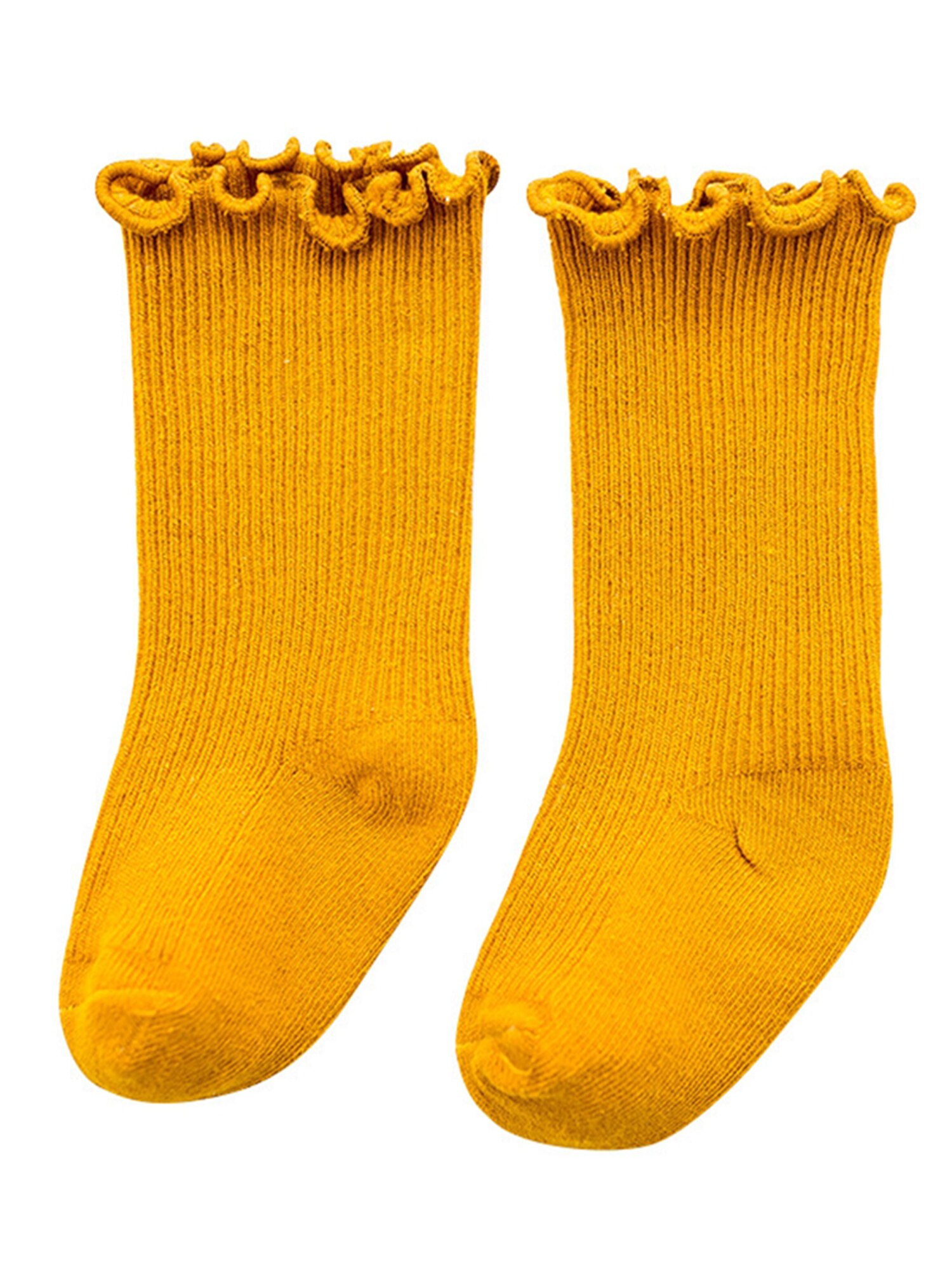 Baby Peuter Baby Katoenen Sokken, Warm Naadloze Effen Kleur Gebreide Ruffle Crew Sokken Voor Jongens Meisjes: C / Size S