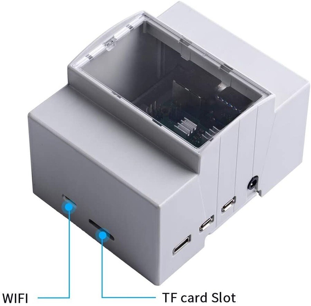 Raspberry Pi 4B ABS Case with Cooling Fan,Aluminum Heatsink on DIN Rail -Modular Box for Electrical Panels for Pi 4 Model B