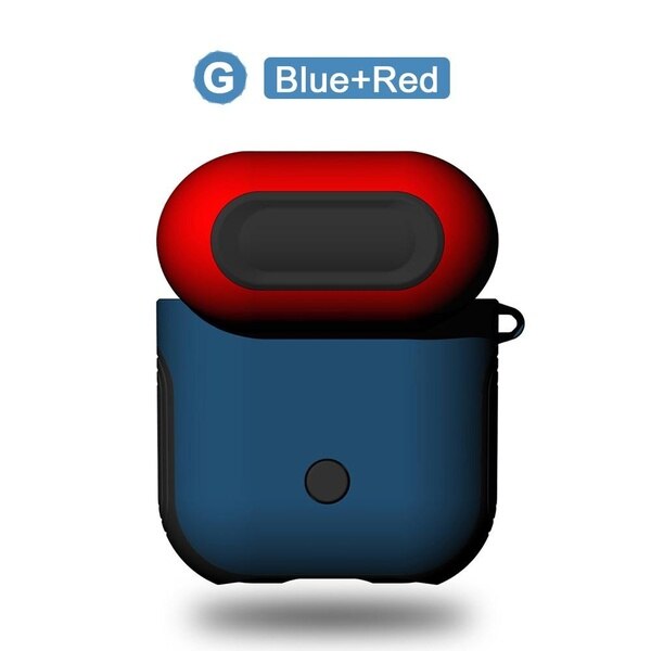 2 in1 TPU + PC Della Cassa Auricolare Capa Borsette Per Apple AirPods 1 2 di Protezione Della Copertura Della Pelle di Accessori per AirPods polvere Della Protezione Sticker: Blue-Red