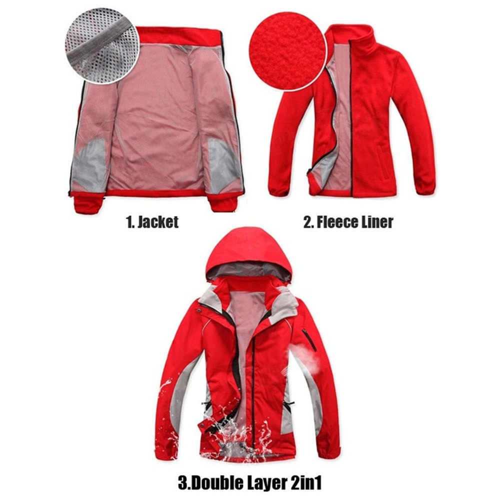 Veste de neige 2 en 1 pour femme, manteau imperméable, coupe-vent, pour l'extérieur, escalade, randonnée, hiver