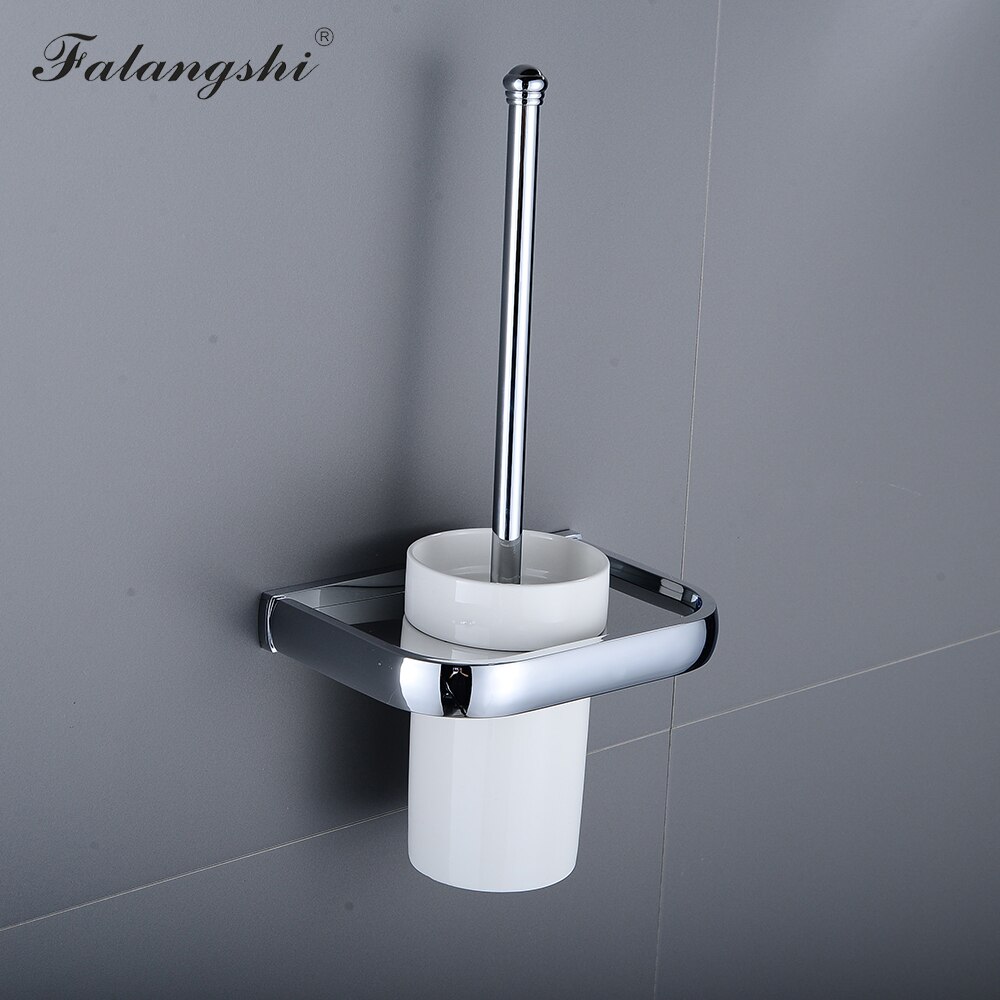 Falangshi Toiletborstelhouder Koper Messing Antiek/Borstel/Wit/Zwart Badkamer Accessoires Wandmontage WB8700