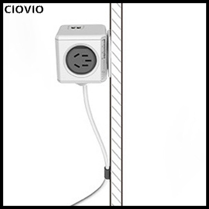 CIOVIO Smart Home Power Cube Socket Plug 4 Outlets With 2USB Power Strip Adapter Multi Switched Sockets