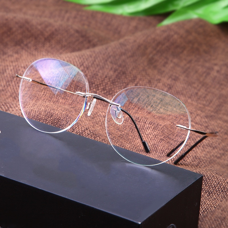 Titanium Brilmontuur Randloze Vrouwen Bril Ronde Brillen Mannen Bijziendheid Optische Bril Korea Brilmontuur