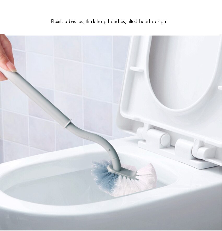 Toilet Bowl Brush with Hard &amp; Soft Bristles, Curved Angled Cleaner Brush Scrubber for Deep Cleaning Under The Rim Bathroom Brush