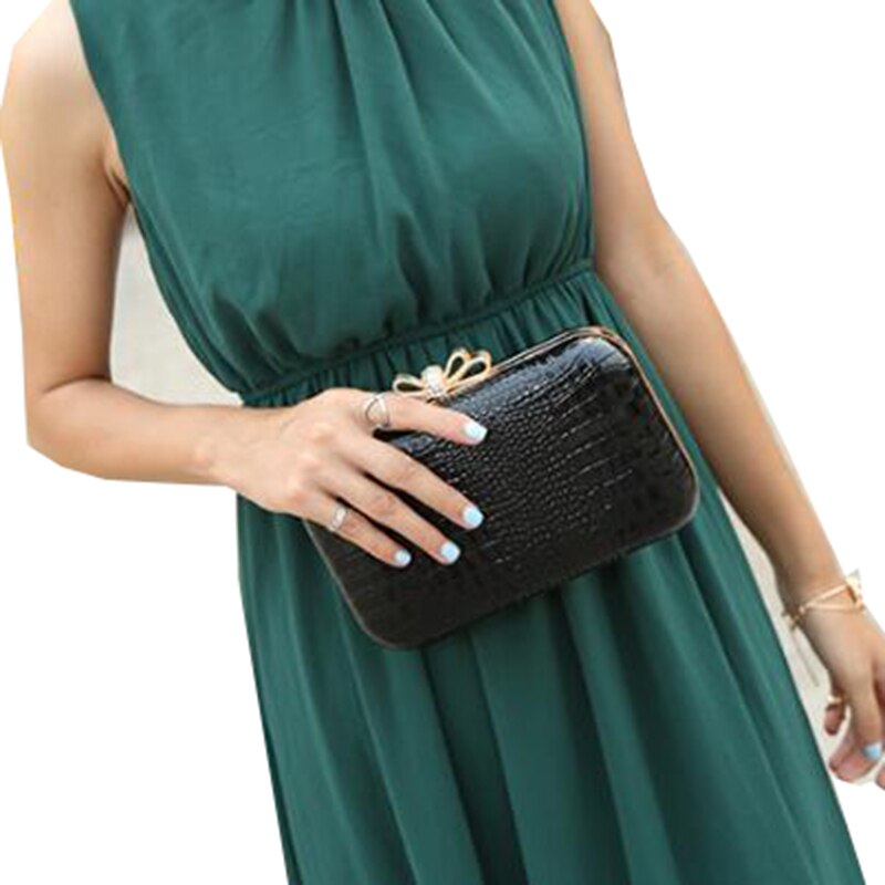 wave of female crocodile pattern chain handbag ladies shoulder bag evening clutch bag box make up bag mobile phone bag