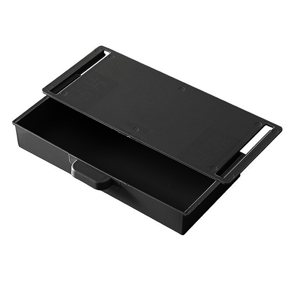 Self-Adhesive Under Desk Drawer Hidden Storage Box Makeup Organizer Self Stick School Stationery Case Pencil Tray Pen Holder: Black