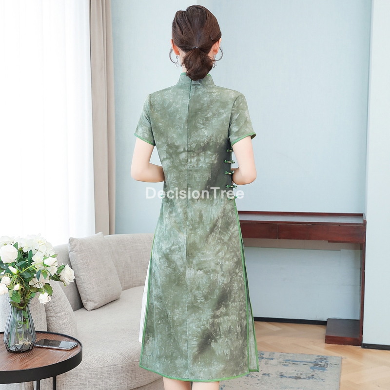 Vestido aodai chiffon do vietnã, vestido floral elegante ao dai vestido oriental vestido cheongsam vestido de festa elegante, 2021