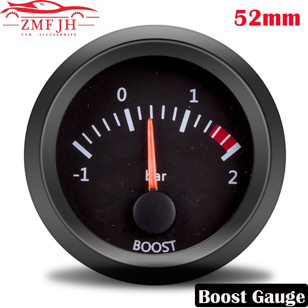Auto Auto Universele Pointer 2 "52Mm Bar Turbo Boost Gauge Meter -1 ~ 2 Bar Turbo Boost meter Fit 12V Auto Turbo Boost Gauge