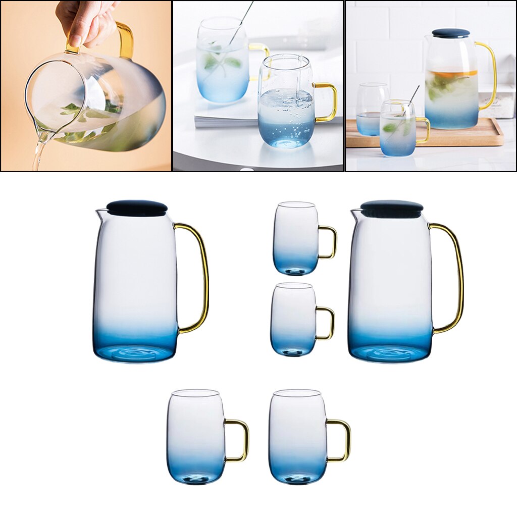 Borosilicate Glass 1400ml Water Pitcher Glass Drinking Cup Cold and Water Carafe for Homemade Juice Lemonade Iced Tea