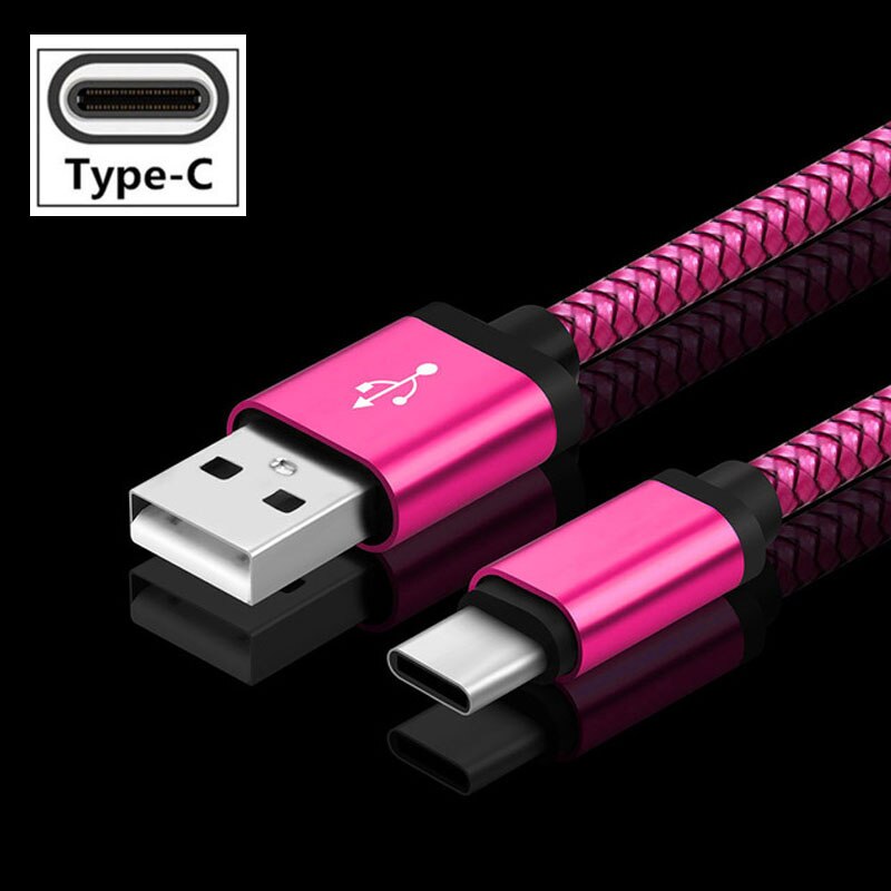 Usb Type C Kabel USB-C Mobiele Telefoon Snel Opladen Lader Kabel Voor Oppo A74 A94 A54 5G A93 A73 a53 A5 A9 A52 A72 A92 S: Rose