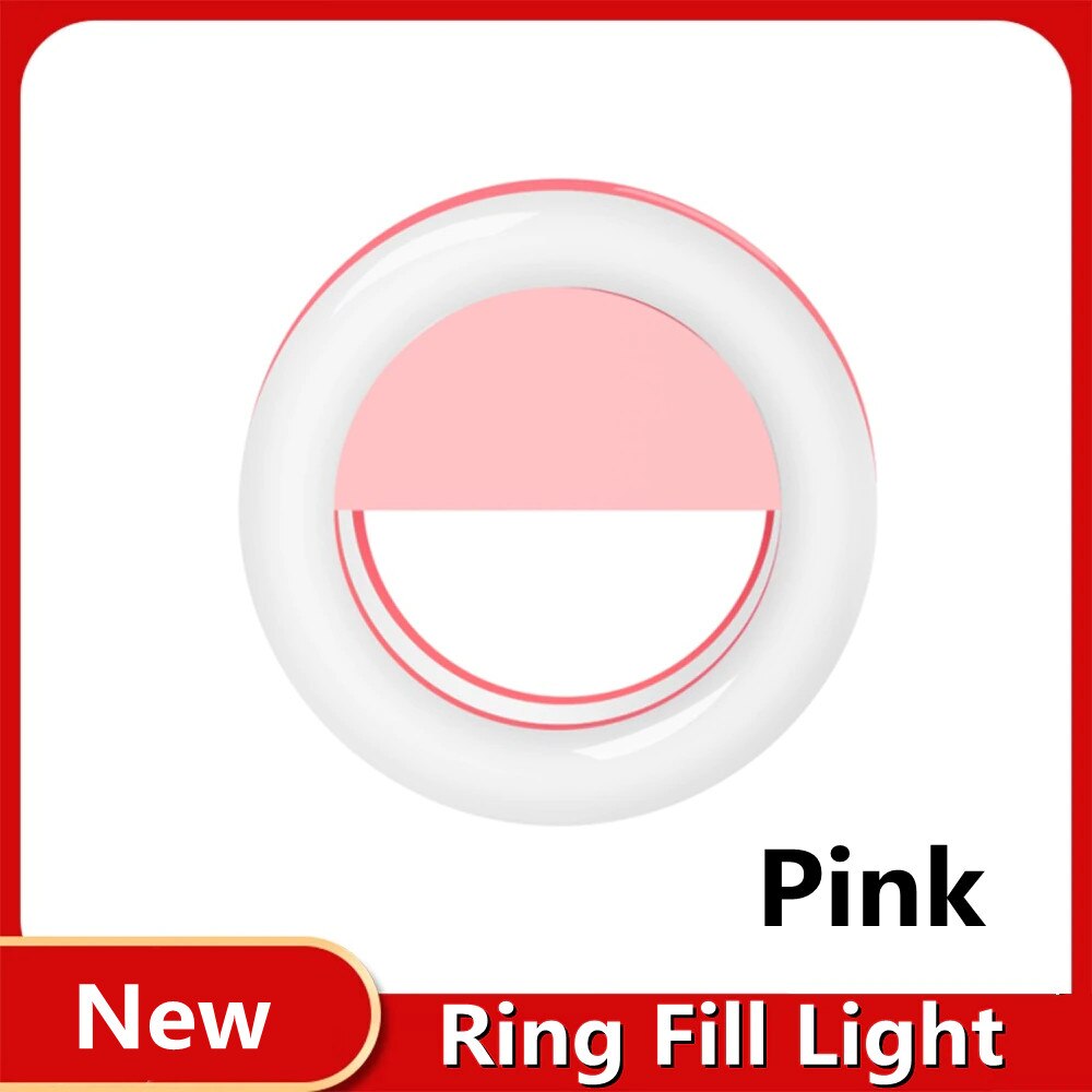 Roreta New LED Ring Flash Selfie Light telefono portatile LED lampada Selfie anello luminoso Clip per Smart Phone live: Pink