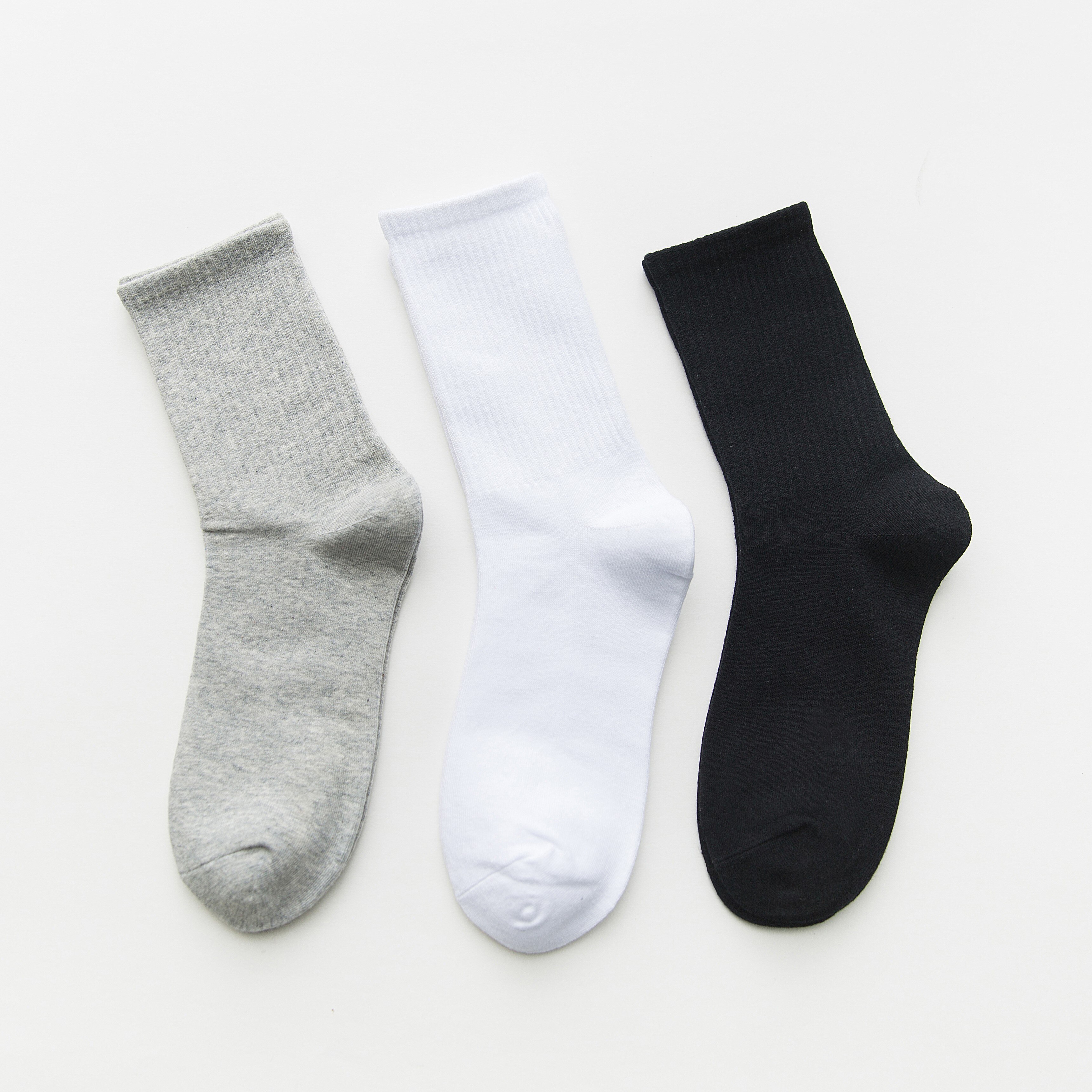 Man Socks Pure Color Knee-high Sock warm cotton black gray white men's favorite