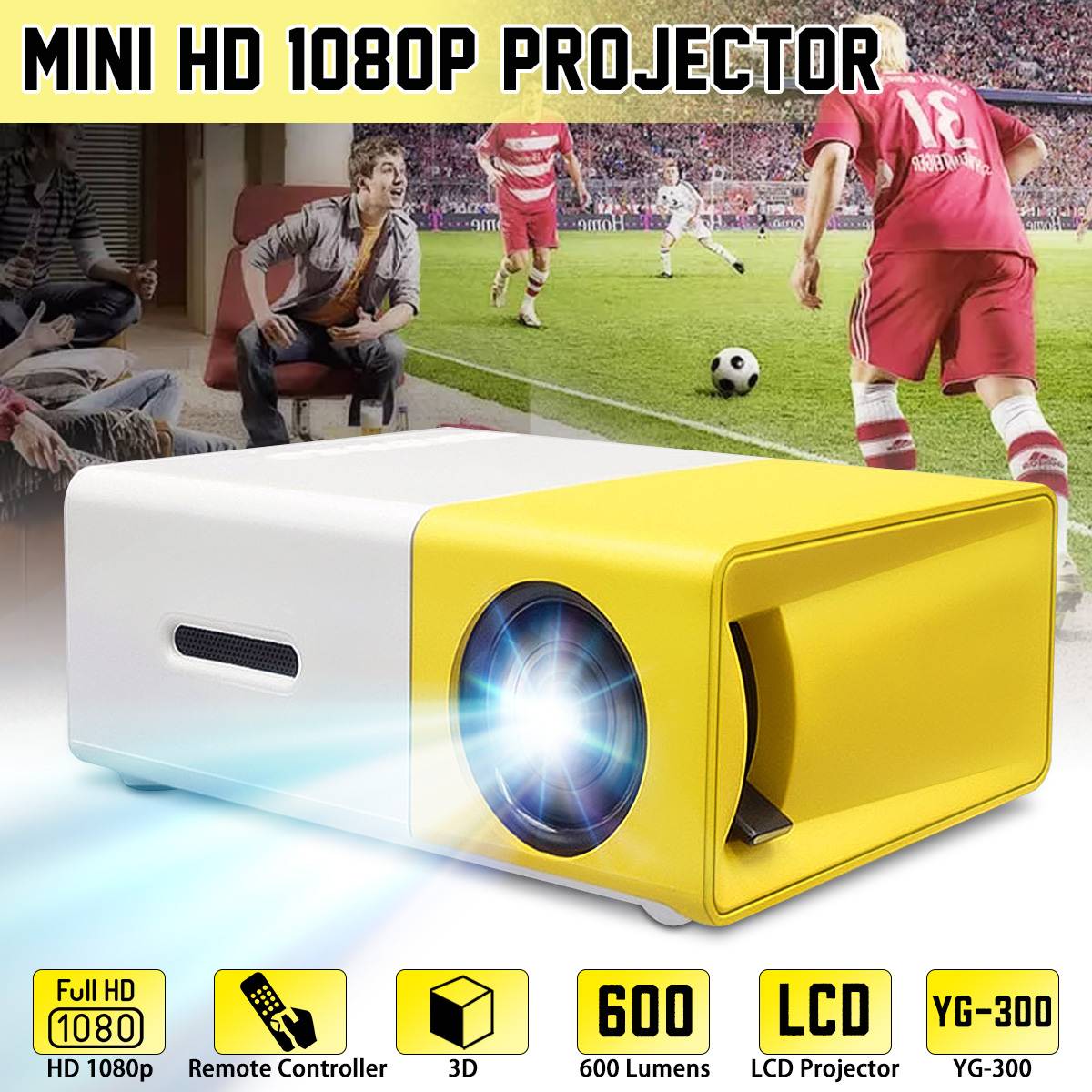 YG-300 Lcd Led Projector 400-600 Lumens 320X240 800:1 Ondersteuning 1080P Draagbare Office Home Cinema