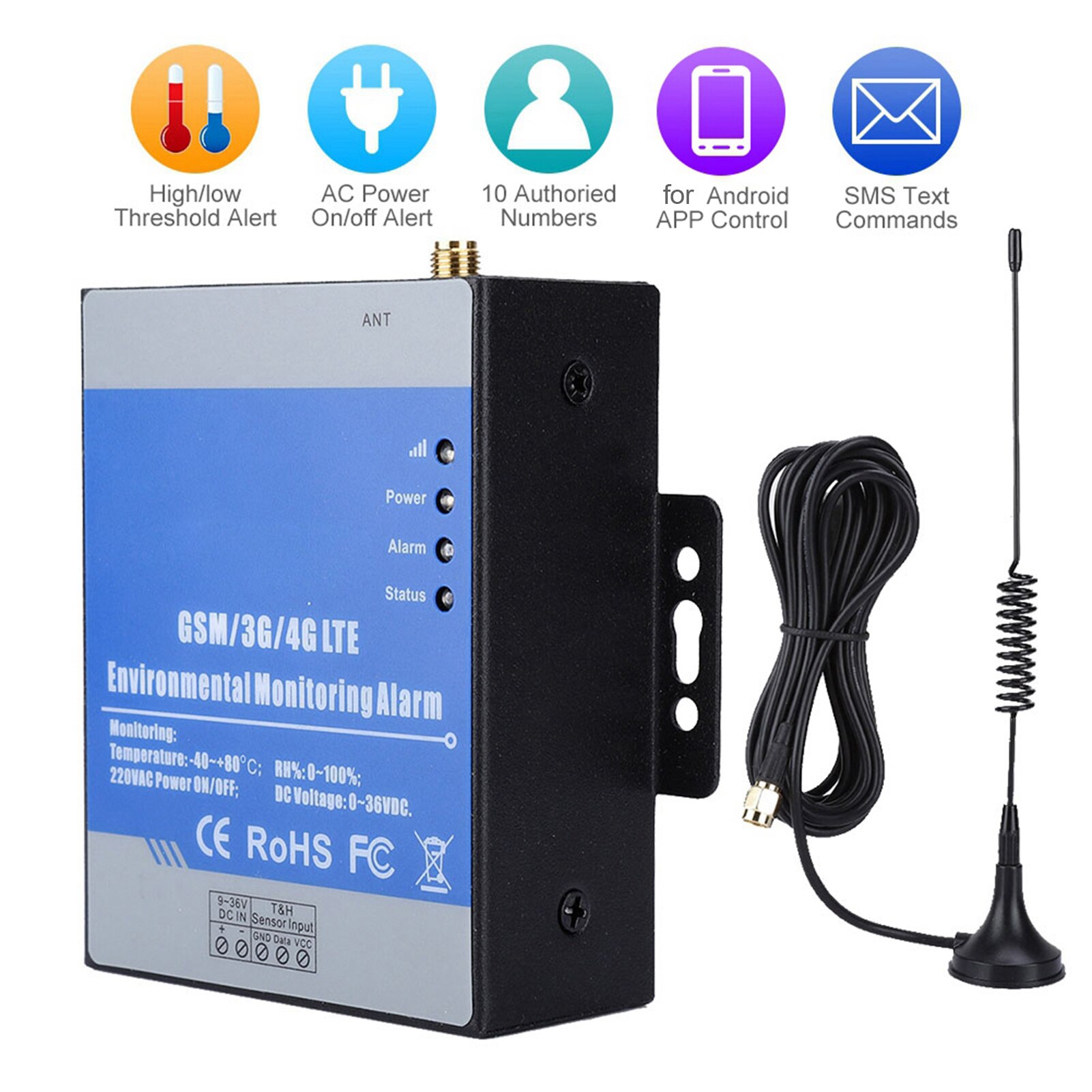 100-240V RTU5023 GSM Remote Detector Temperature Humidity Monitor Alarm Support Timer Report APP Control EU Plug