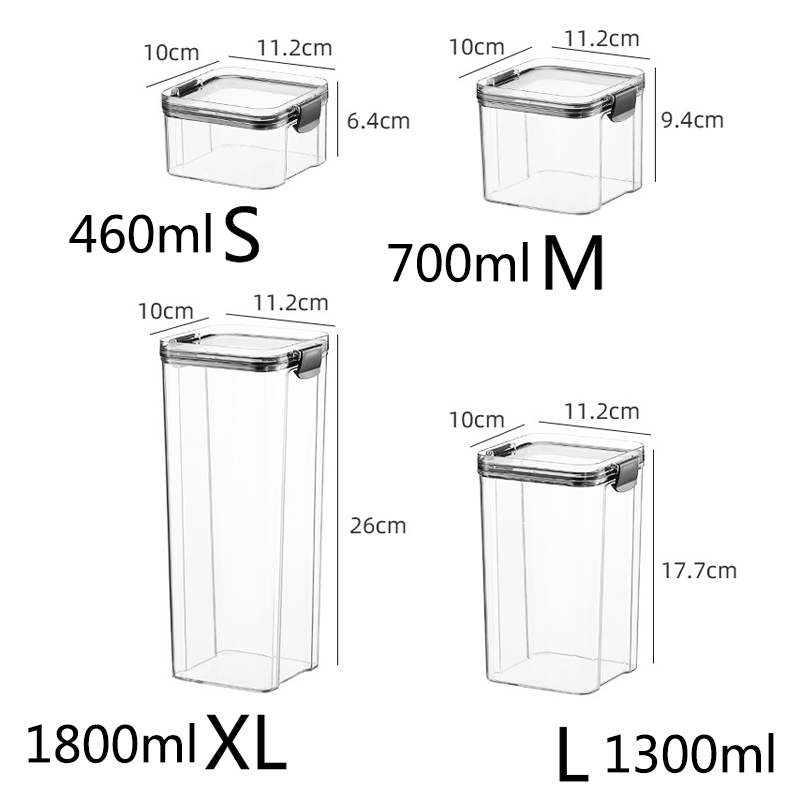 1800ml Set Stackable Kitchen Sealed Jar Plastic Food Storage Box Multigrain Storage Tank Dried Fruit Tea Jar Storage Containers