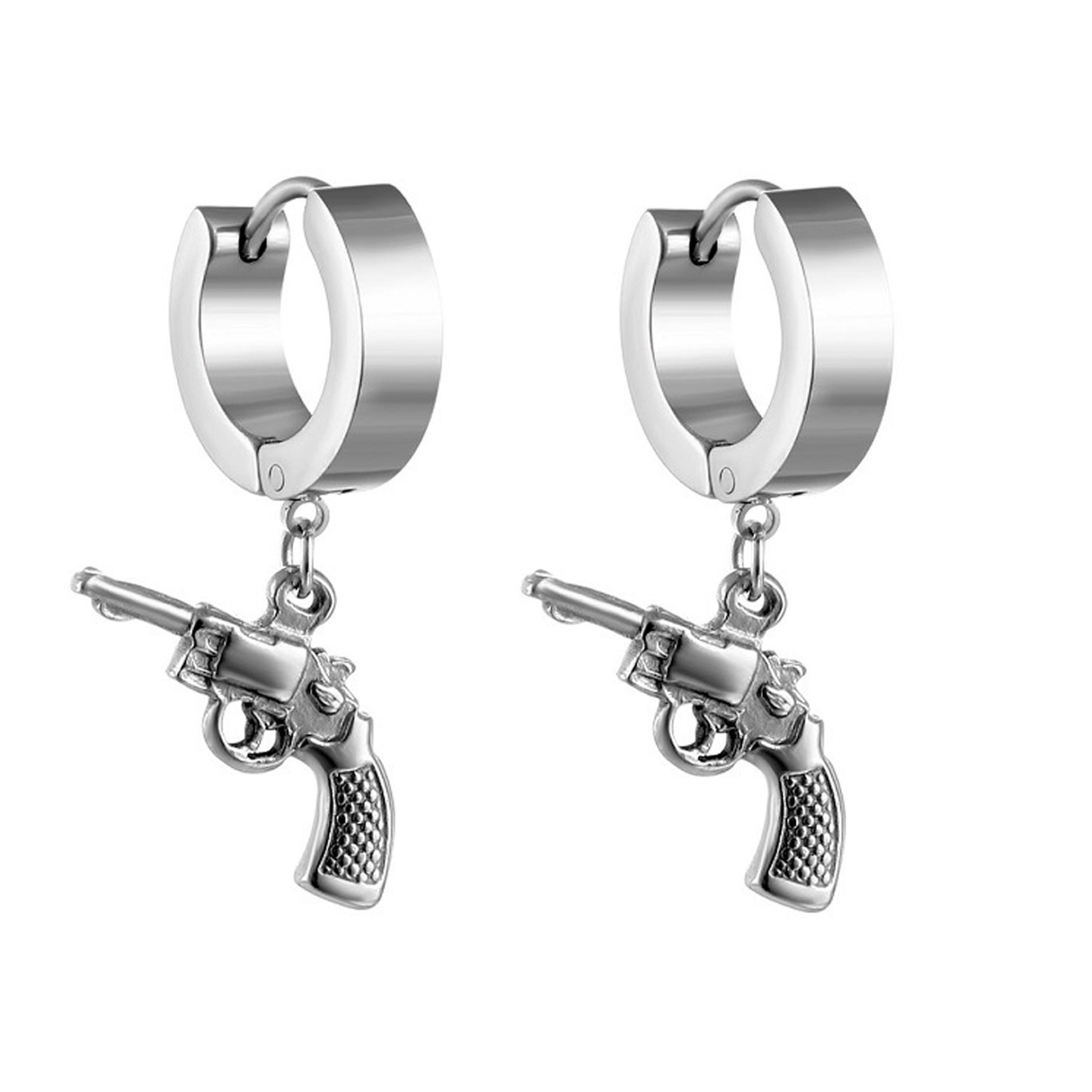Pendientes de daga de Color negro y plateado para hombre, pendientes de aro con calavera y hoja de espada de acero inoxidable, joyería de tatuaje de roca a la