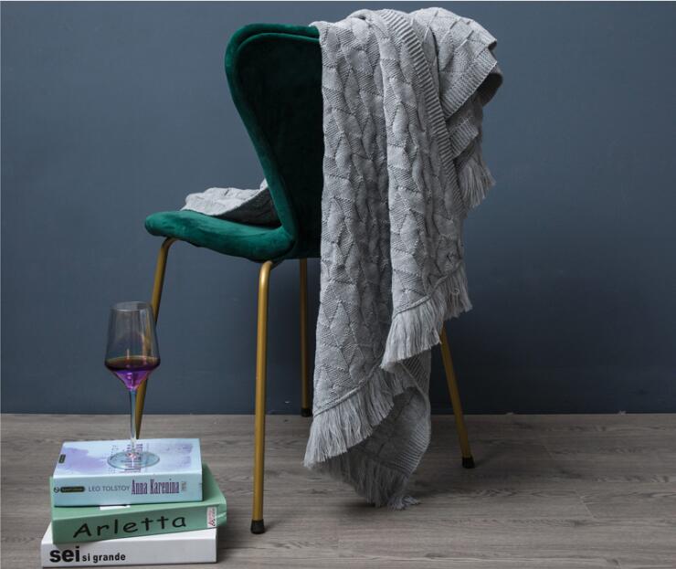 Nordisk vintage linger strikket tæppe sengeende tæppe sofa håndklæde seng ende håndklæde betræk  fg1310