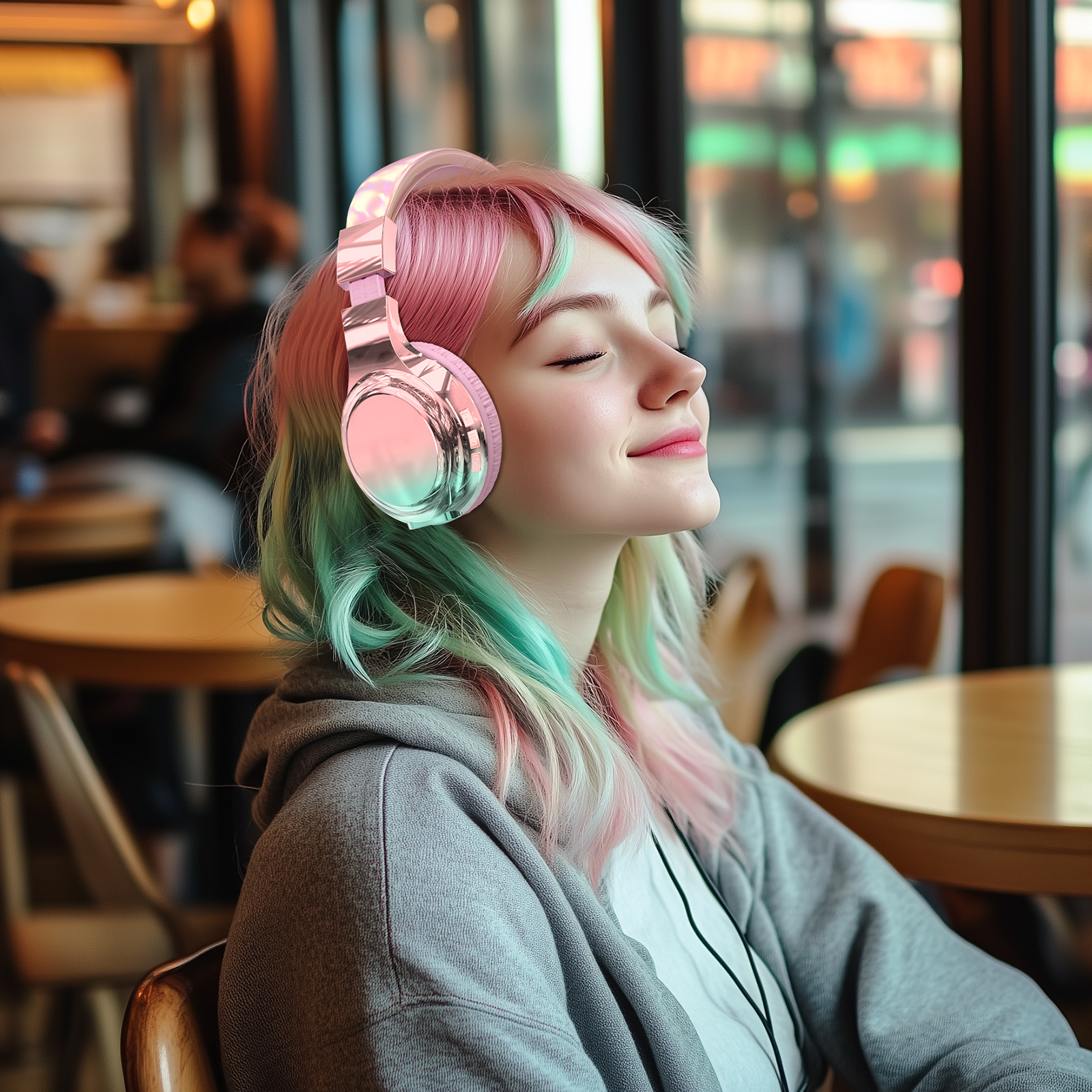 60H Bluetooth Headphones Portable Wireless Headphones With MIC Gaming Headset for Phone/iPad/PC Girls Pink