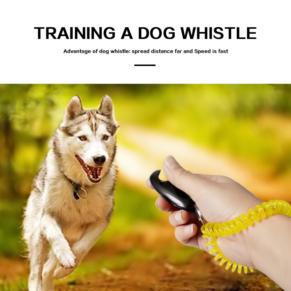 Ultrasound Dog Training Whistle Kit With Rope&Clicker Black+Yellow 48cm