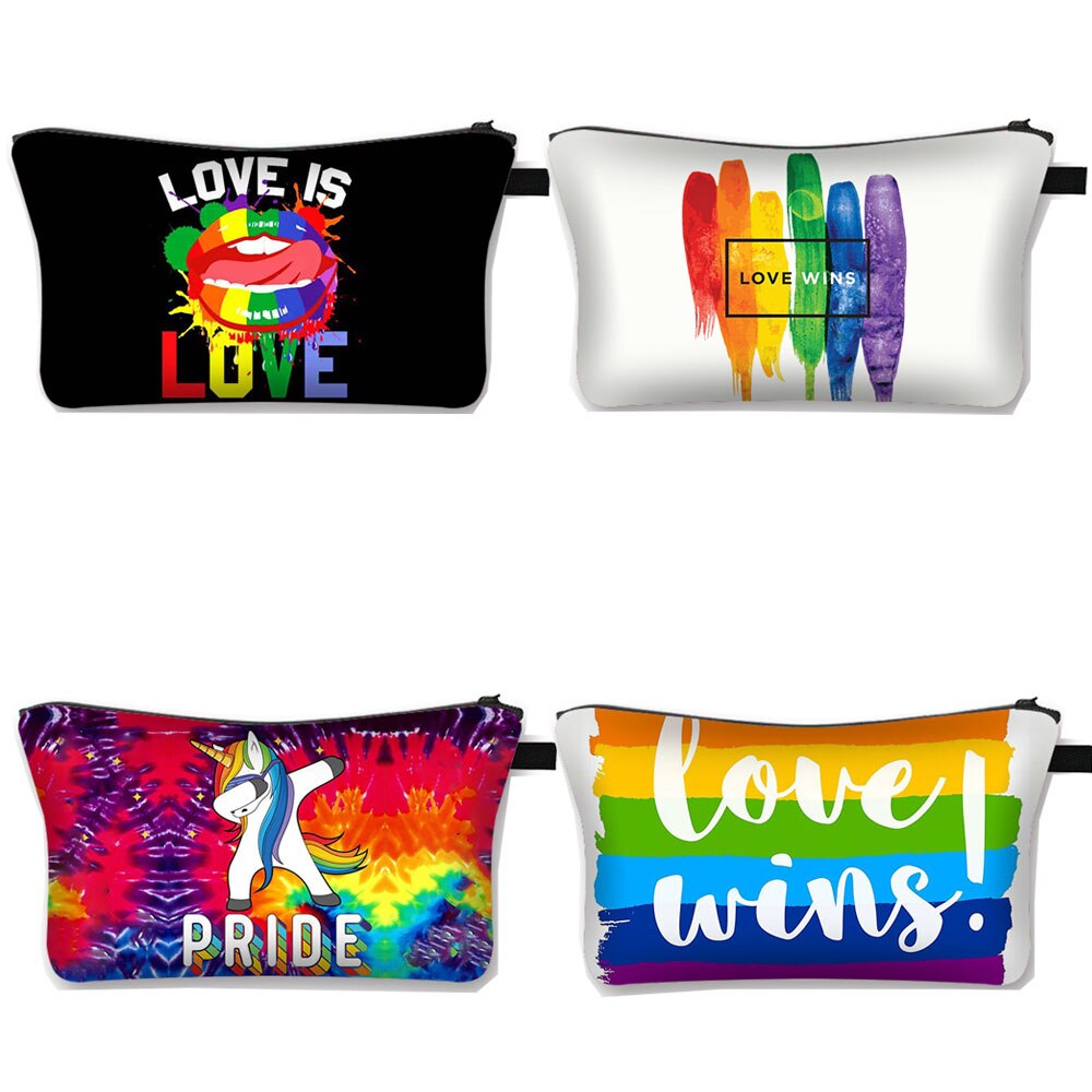 Bolsa de cosméticos do arco-íris lgbt, bolsa de maquiagem para mulheres gays