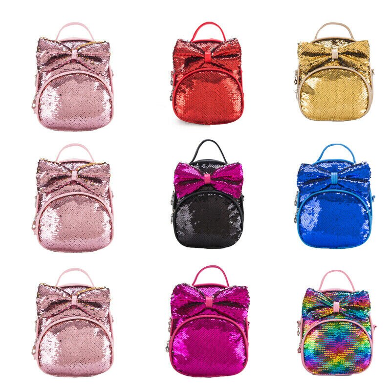 Dzieci dwa sposoby za pomocą cekiny torba łuk mini PU skórzany plecak dla dzieci dziewczyny nastolatek dziewczyny mody Crossbody torba na ramię