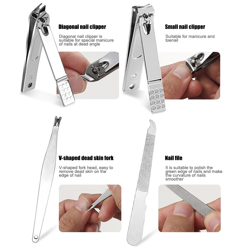 8pcs Nail Clip Set Stainless Steel Nail Scissors Clipper Cutter Trimmer Manicure Multi-Purpose Fingernail Toenail Tools Kit