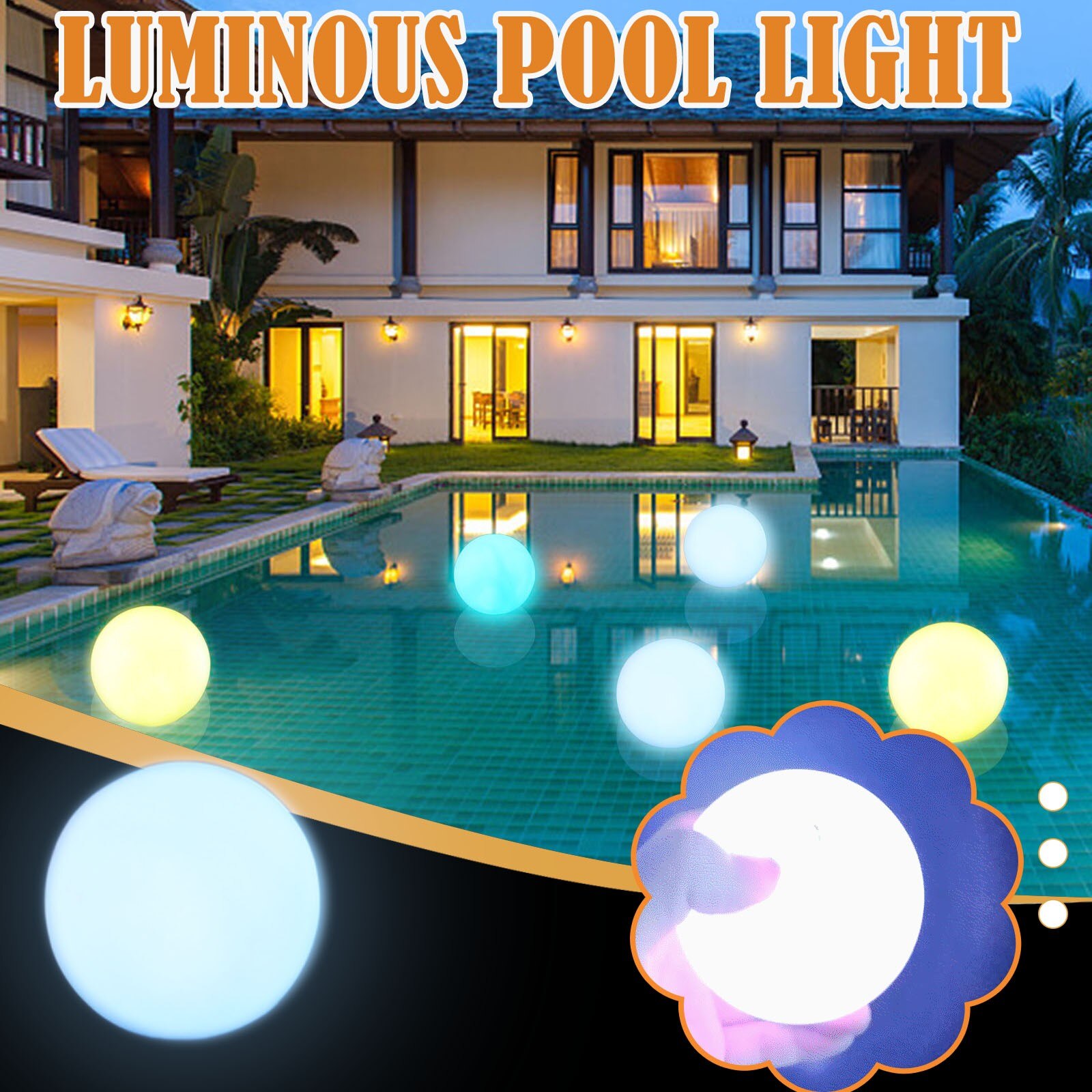 25# Floating Pool Lights Solar Swimming Pool Light Changing Outdoor Solar Light Waterproof LED Lights for Patio Pool