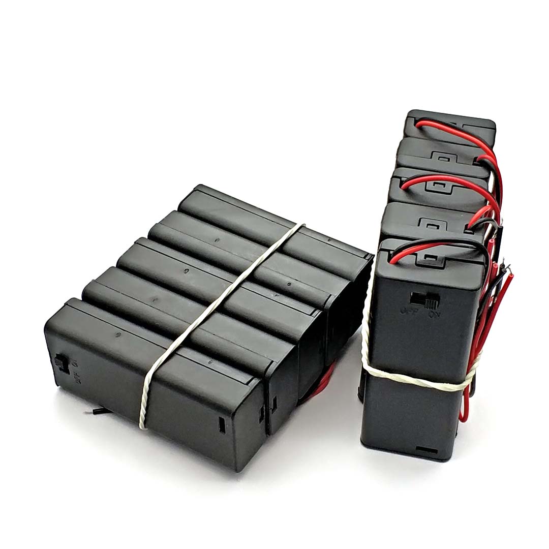 2 * caixa de suporte de bateria AAA com cabos com tampa do interruptor ON/OFF recipiente de bateria padrão de 2 slots