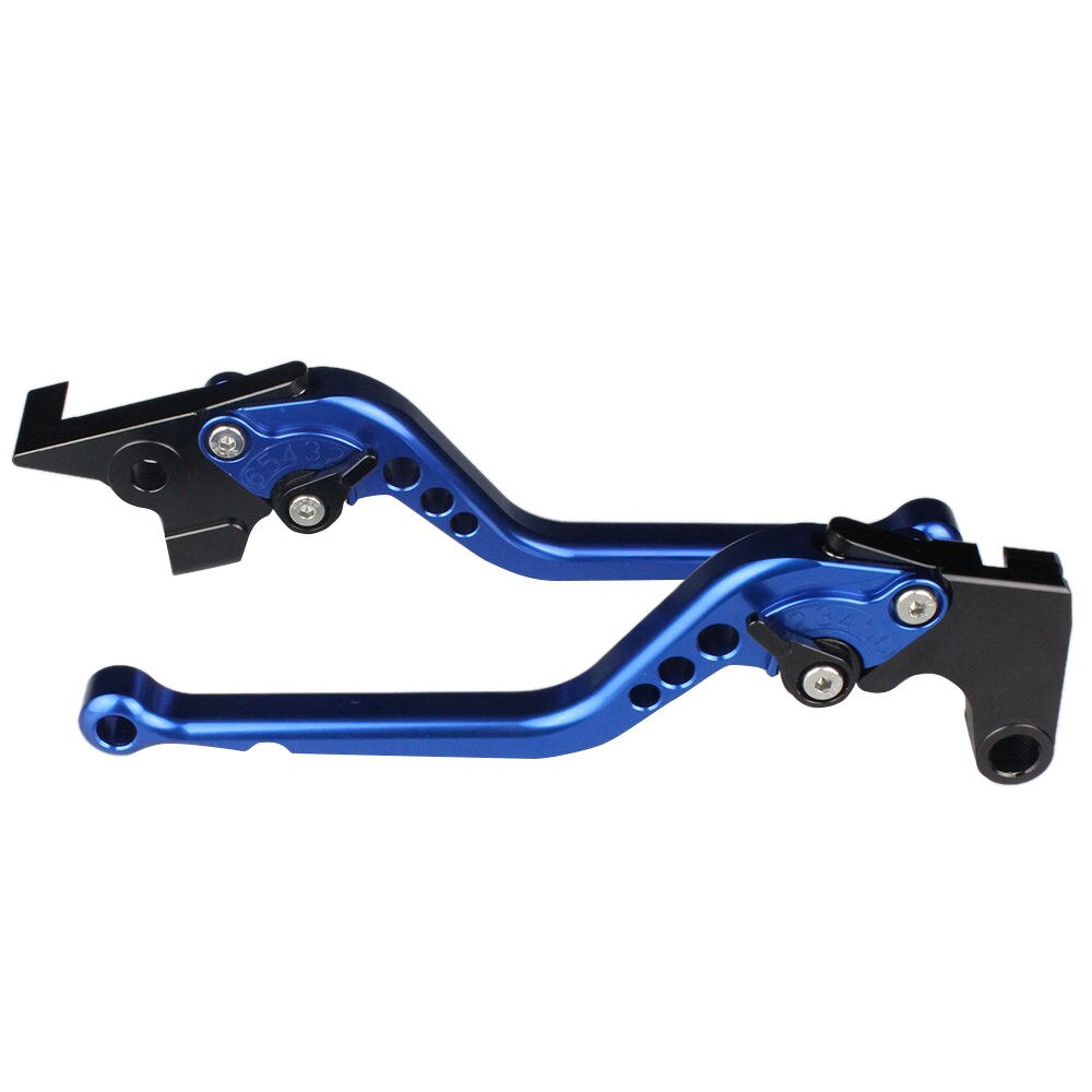 Für YAMAHA YZF R125 CNC Kurze Lange Motorrad Einstellbare Bremse Kupplung Hebel Griff Zubehör Griff Griffe: Long Blue
