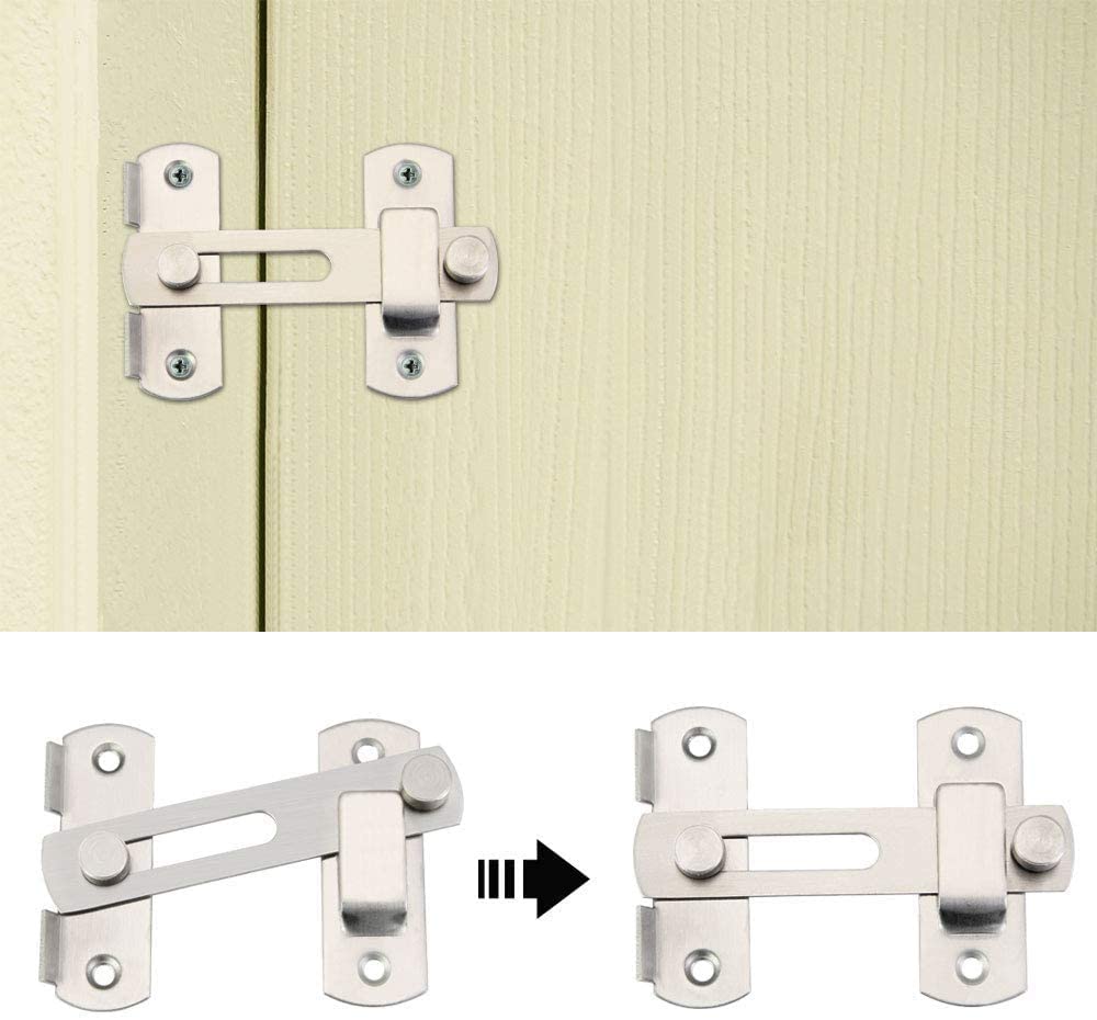2 Sets Stainless Steel Barn Gate Latches Black Flip Latch Safety Pet Door Bolt Latch Cabinet Wine Lock Buckle Window Slide Lock