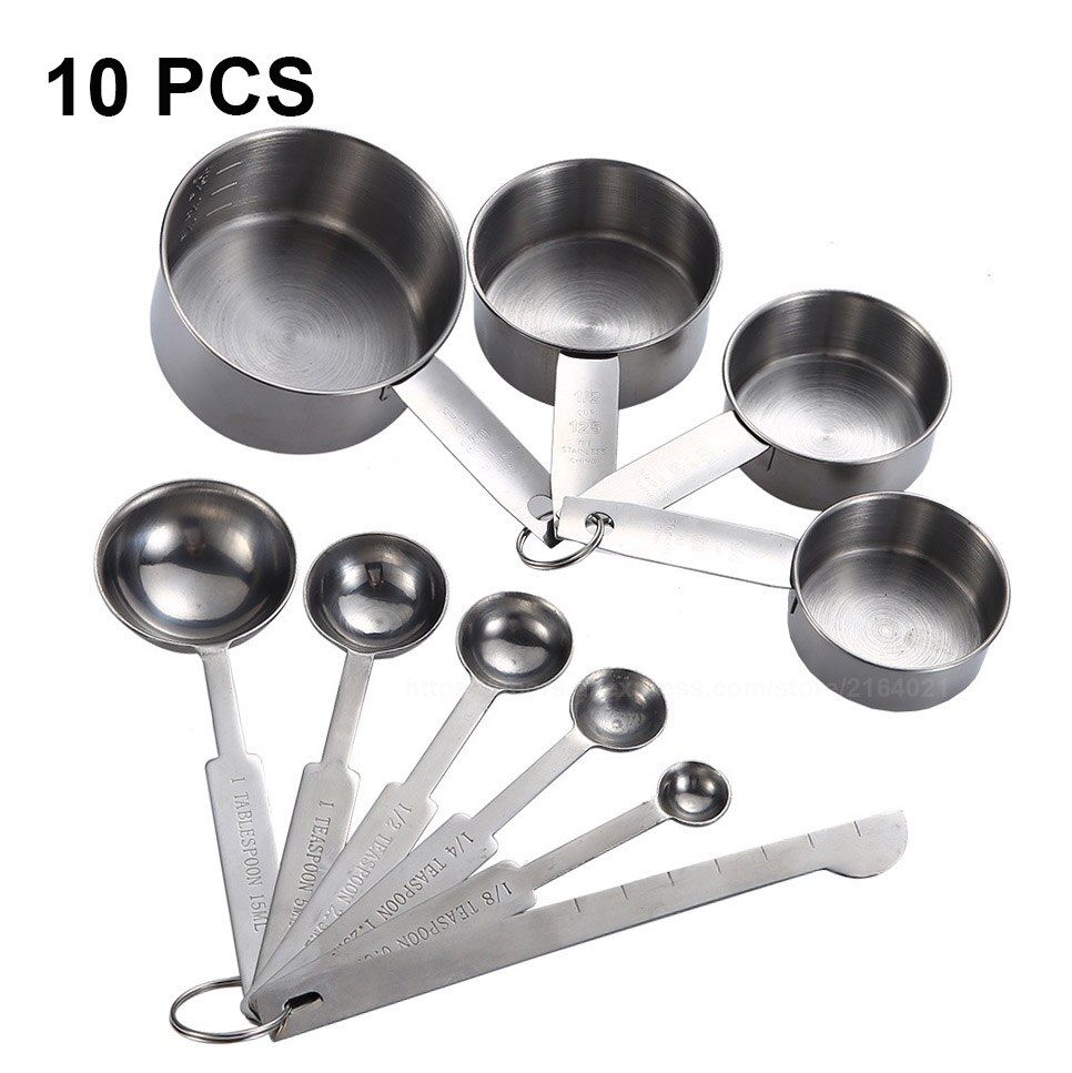 Messbecher Und Messlöffel Premium Stapelbar Küche Messlöffel Set Edelstahl Messbecher und Löffel Set: 10PCS