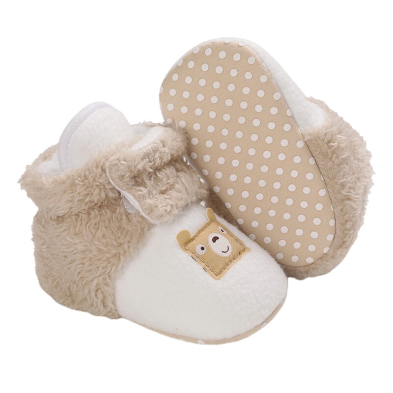 Babyjongens meisjes fleece laarsjes peuters cartoon warme katoenen schoenen met antislip onderkant: Wit / 11