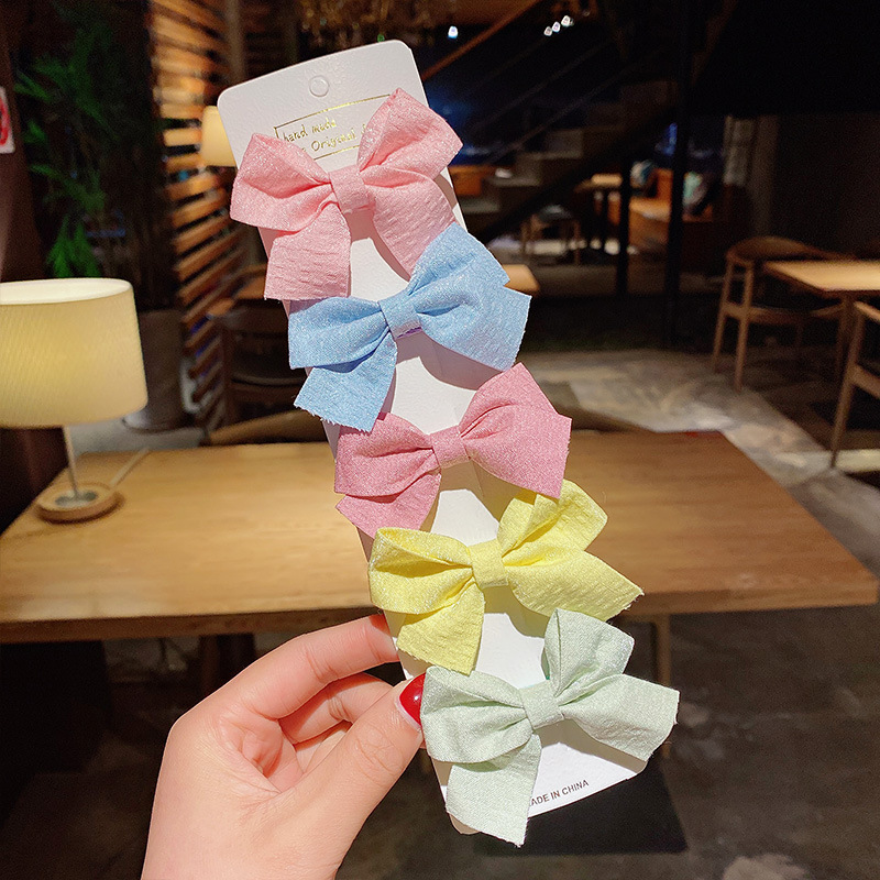 Horquillas de estrella con estampado de cuadros para niñas, pinzas para el pelo, diadema dulce, pasadores, accesorios de lazo de , 5 piezas por juego: YELLOW