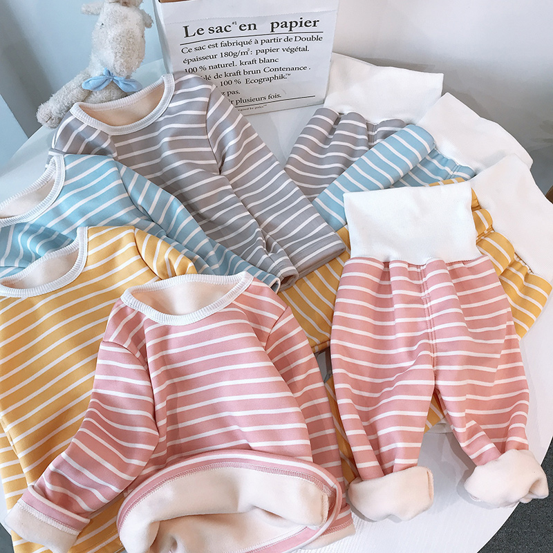 Pigiama a righe per bambini inverno caldo abbigliamento per bambini pigiami per ragazzi pigiami a maniche lunghe in cotone + pantaloni 1-4 anni