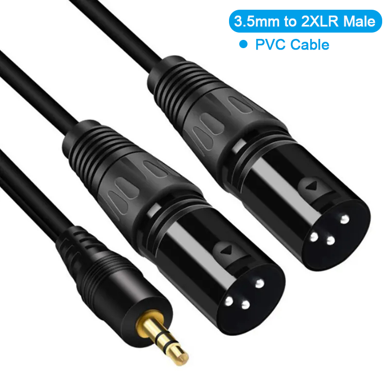 XLR Cable 3.5mm to XLR Aux Audio Cord TRS Stereo Male to 2XLR Male For Microphone Computer Phone Speaker Amplifier Adapter line: Red / 1.5m