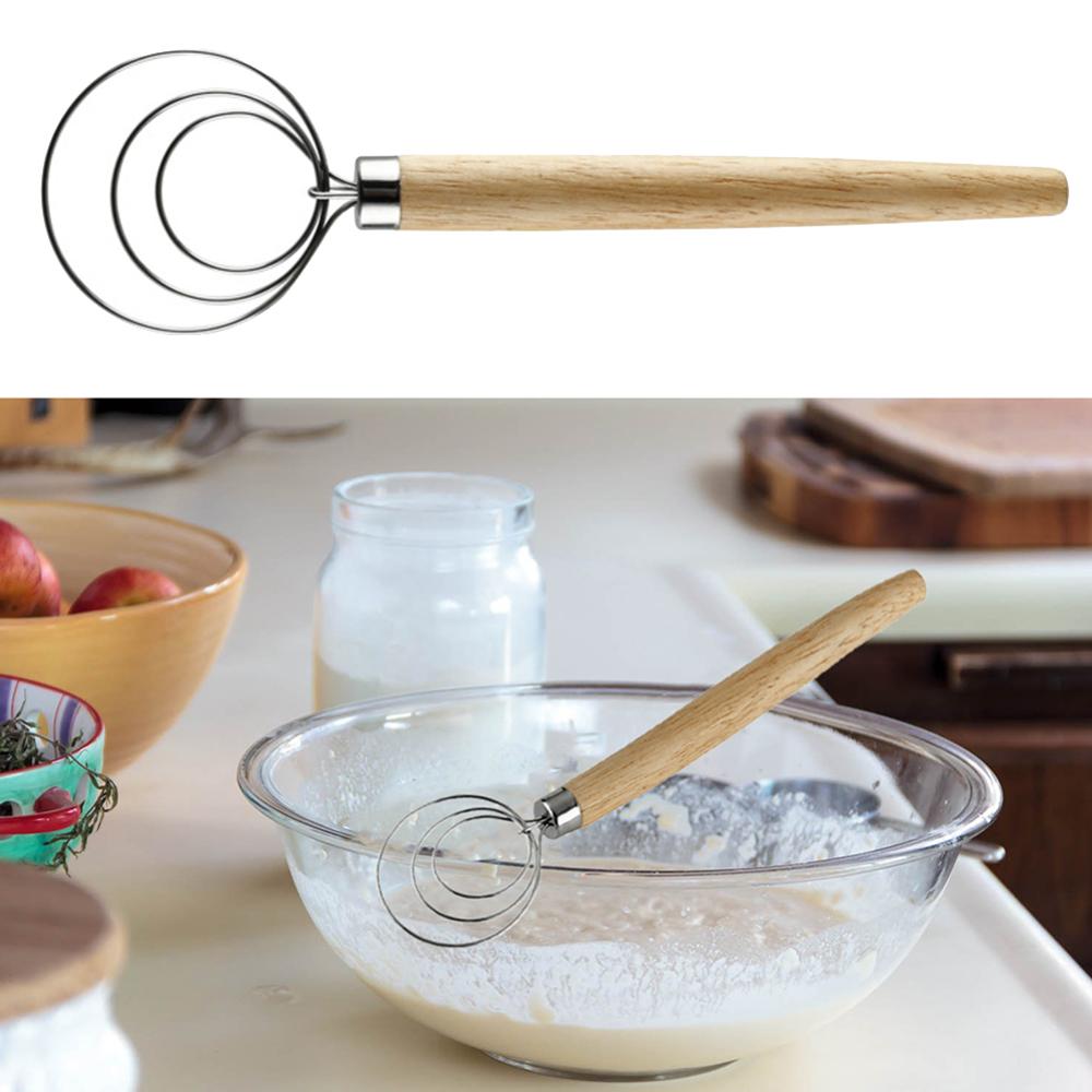 Danish Dough Whisk 9" Stainless Steel Dutch Style bread dough whisk for pastry pizza mixer hook, kitchen accessories