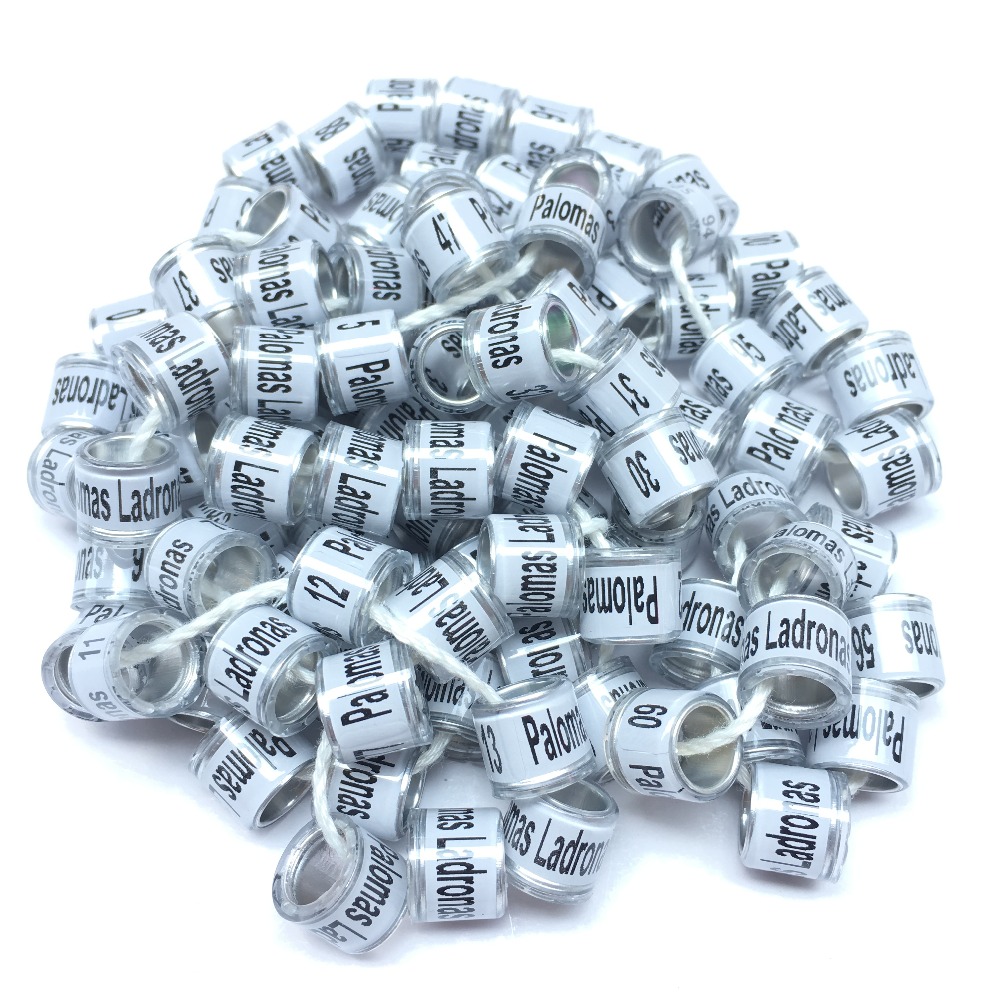 100 stks/set 8mm plastic met zilver aluminium core ringen duif bands