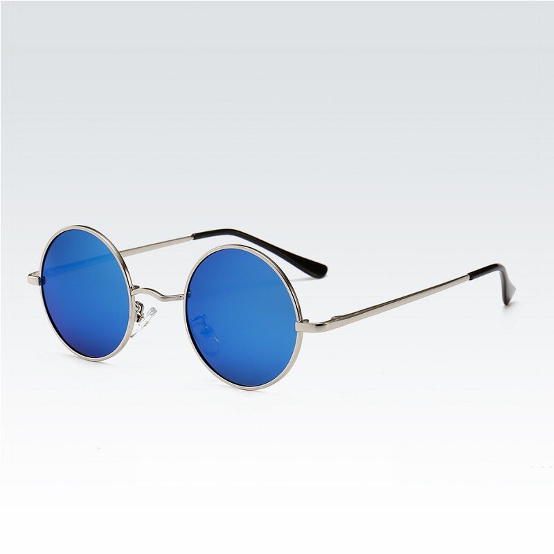 MYT_0279 Brand Round Polarized Sunglasses Men Women Retro Sun Glasses Male Female Metal Frame Eyewear Driving UV400: C4 Silver Blue