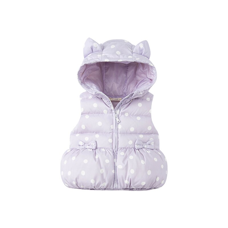 DBZ20191 Dave Bella Winter Baby Meisjes Ultra Licht Bodywarmer Dots Mouwloze 90% Witte Eendendons Padding Jas Kinderen Jas: purple / 4Y (100cm)