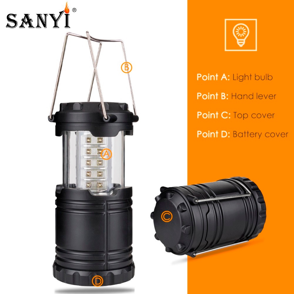 Inklapbare 30 LED Camping Lantaarn Outdoor Draagbare Verlichting Water Slip Opknoping Tent Zaklamp Camping Verlichting Lamp
