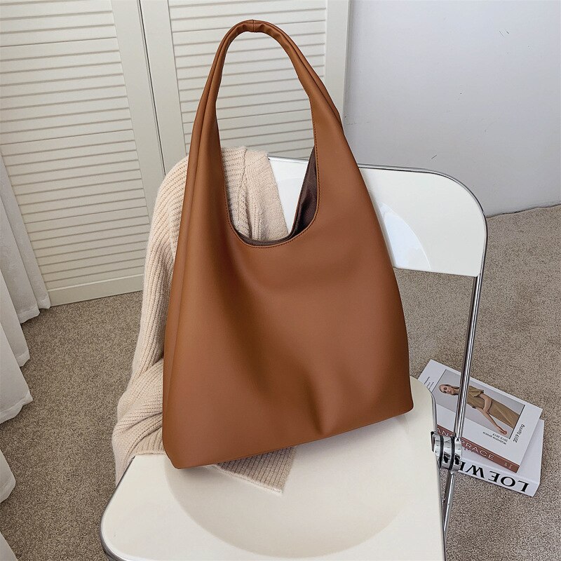 Große Kapazität Tasche für Frauen Damen Handtasche Pu Leder Schulter Handtasche Weiche Tragetaschen Braun Hobo Tasche: brown