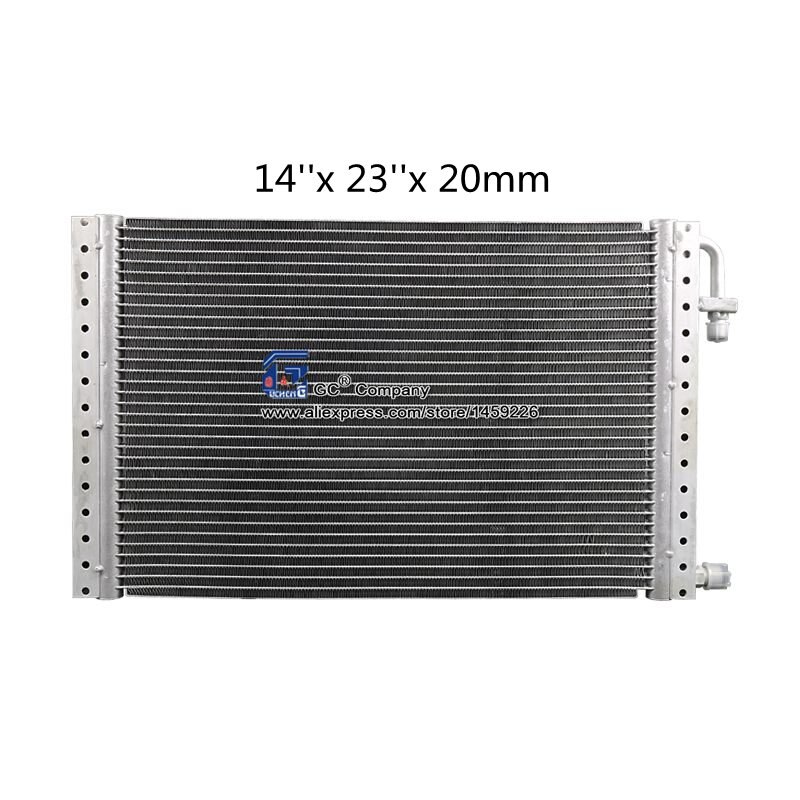 Universal Radiator Aluminum Condenser Parallel Flow 14'' x 23'' x 20mm for Heavy duty Truck Excavator Street rod AC Condition