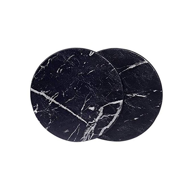 Coasters for drinks 6- stk. med holder, marmor sort rund kopemåtte sæt af hjem og køkken brug tob